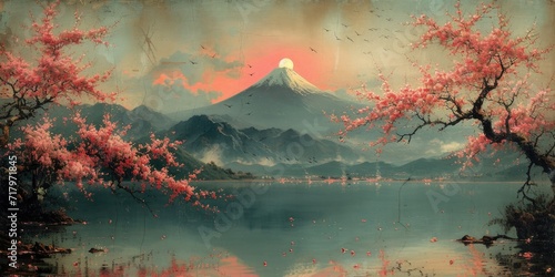 Fuji and Sakura in Edo Style
