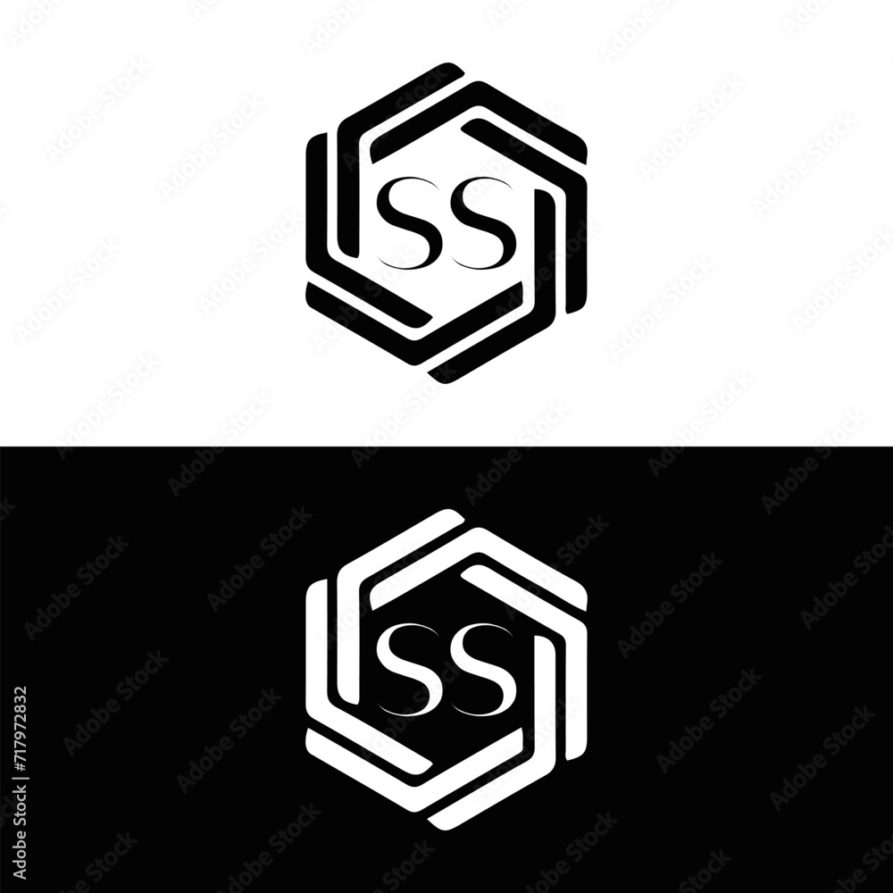 Fototapeta premium SS logo. S S design. White SS letter. SS, S S letter logo SET design. Initial letter SS linked circle uppercase monogram logo. S S letter logo SET vector design. SS letter logo design five style. 