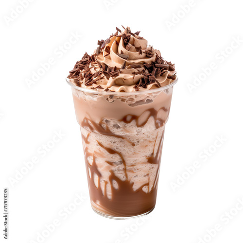 Frappuccino with whip cream mock up isolated on white background. 