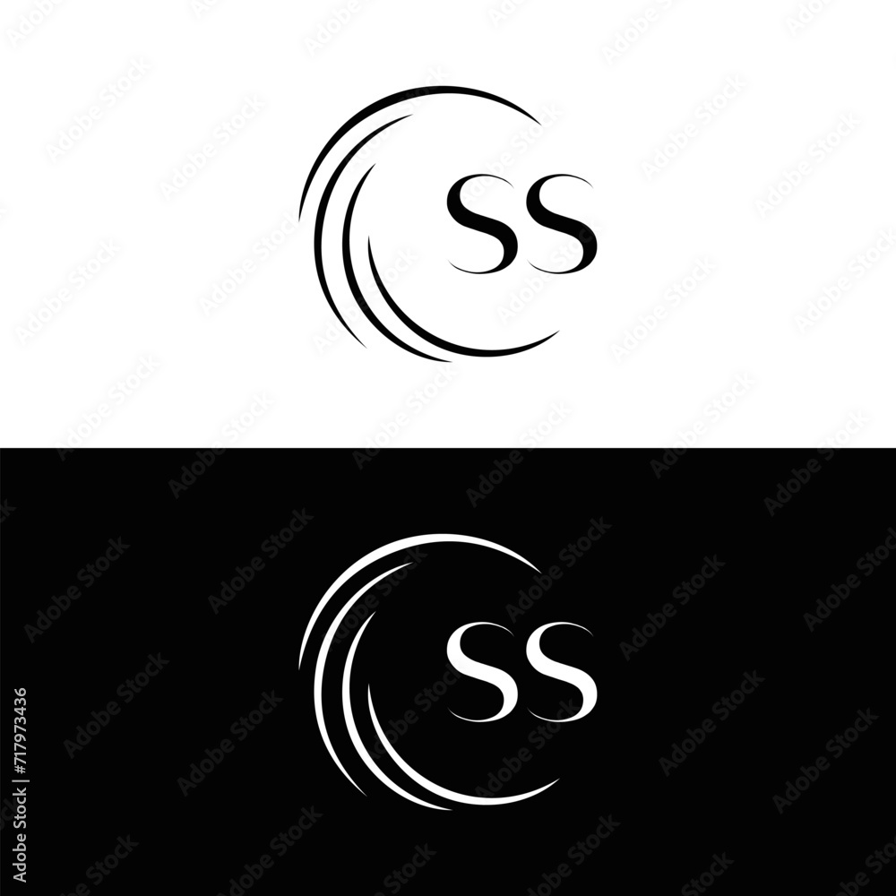 Fototapeta premium SS logo. S S design. White SS letter. SS, S S letter logo SET design. Initial letter SS linked circle uppercase monogram logo. S S letter logo SET vector design. SS letter logo design five style. 