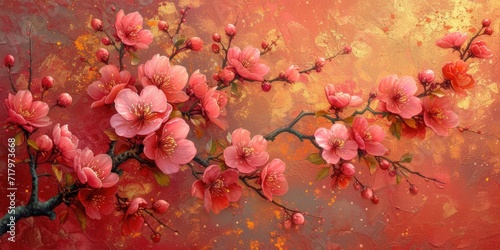 Pink and Gold Cherry Blossom Bliss