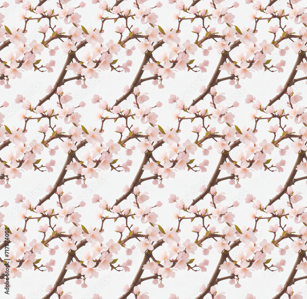 Cherry blossom seamless pattern. Pink flowers on white background. Perfect for backgrounds, banners, and tiles Cherry blossom seamless pattern. Pink flowers on white background. Perfect for backgrounds, banners, and tiles