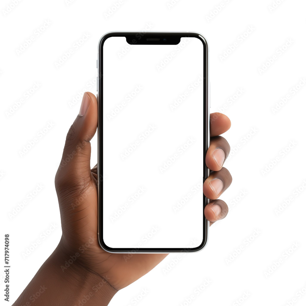 Man hand holding black smartphone isolated on white background. Man hand holding black smartphone isolated on white background.
