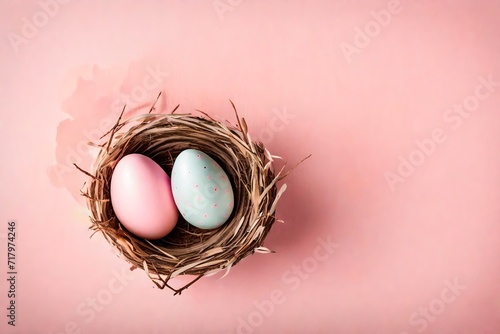 Celebrating the Festival of Easter with Joyful Ovations and Delightful Revelry, Featuring The Most Perfect and Best Collection of Colorful Eggs, With Ample Copy Space for Your Easter Wishes. photo