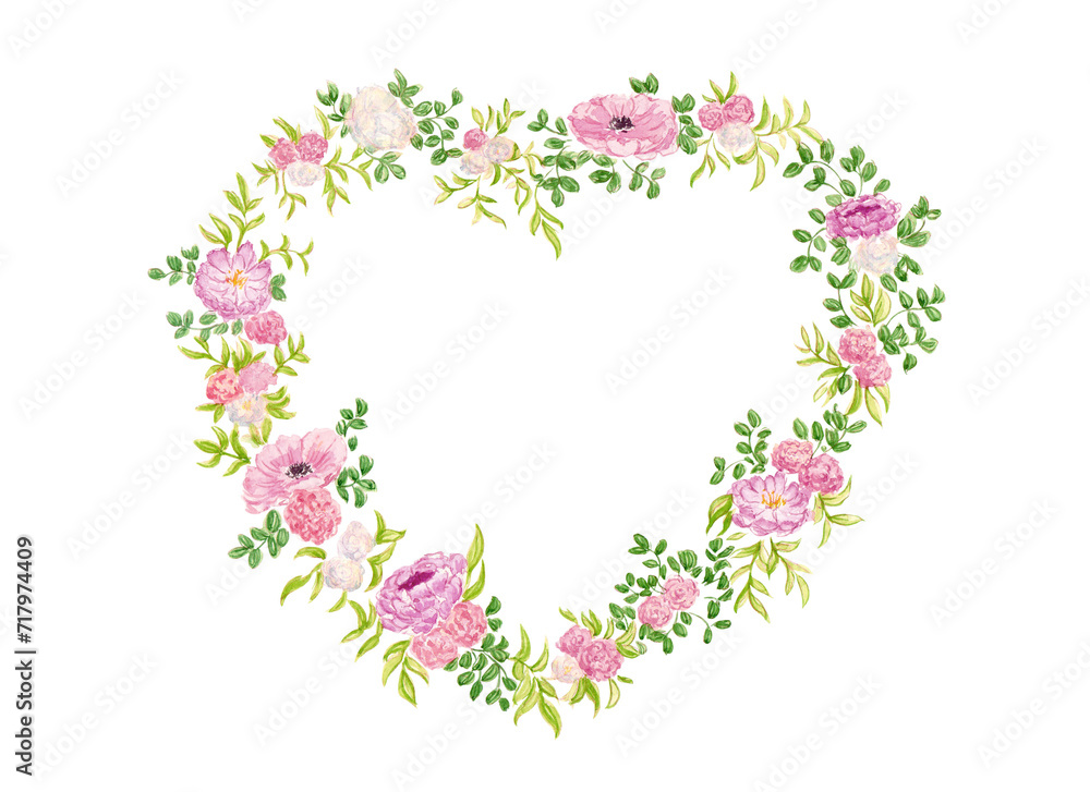 Cœur fleurs rose printemps
