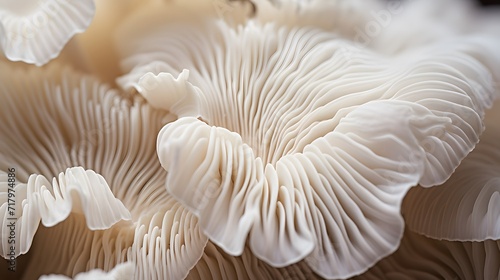 Close up of white colored Oyster mushroom.