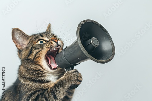 cat screaming into a megaphone