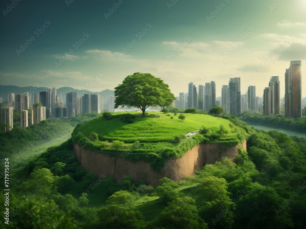 Sustainable environment concept. The image depicts human thinking towards preserving nature and reducing carbon footprint design. Sustainable environment concept. The image depicts human thinking towards preserving nature and reducing carbon footprint design.