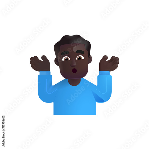Man Shrugging : Dark Skin Tone