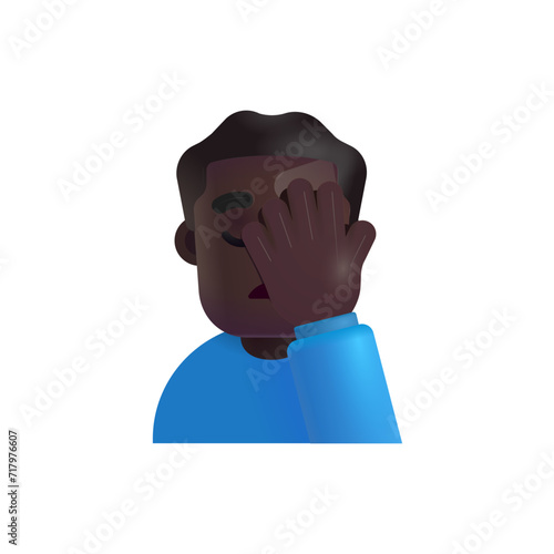 Man Facepalming : Dark  Skin Tone