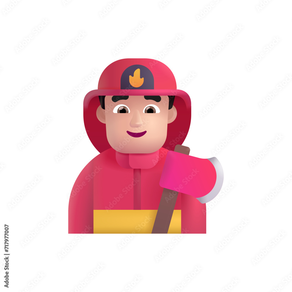 Man Firefighter : Light Skin Tone Man Firefighter : Light Skin Tone