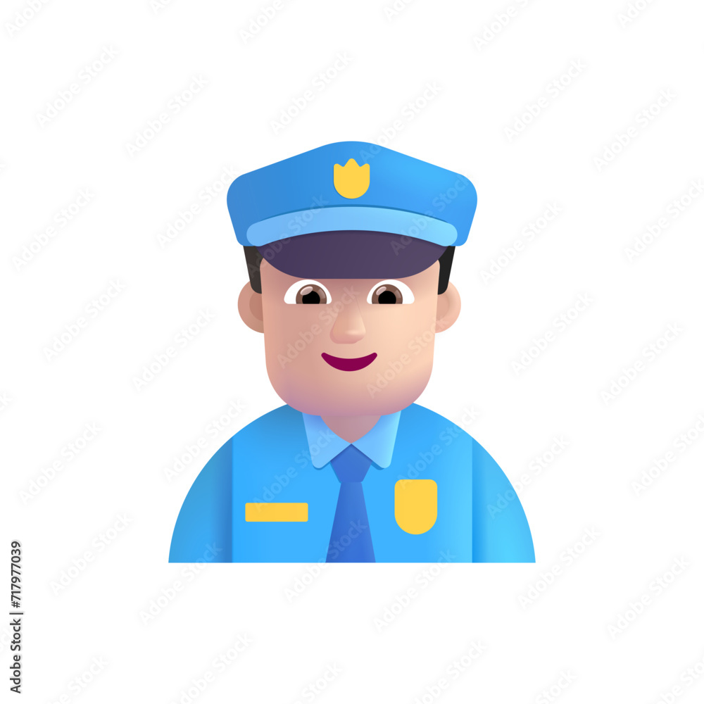 Man Police Officer : Light Skin Tone Man Police Officer : Light Skin Tone