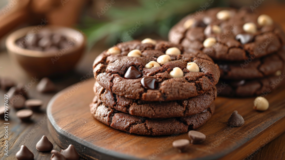 Soft baked choclate cookie well decorated product photo Soft baked choclate cookie well decorated product photo