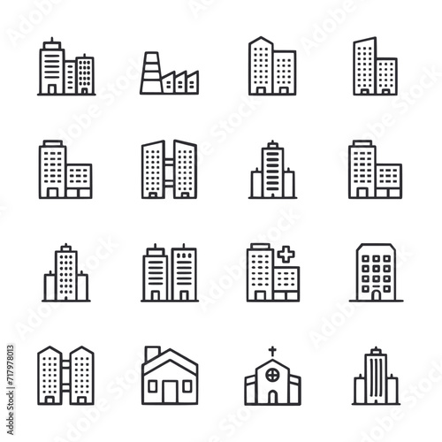 Buildings icon set