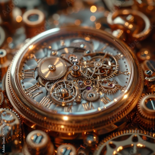 Intricate Timepiece: Exposed Gears of a Vintage Pocket Watch in Detail