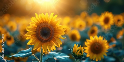 Blooming Sunflower Field Sunshine