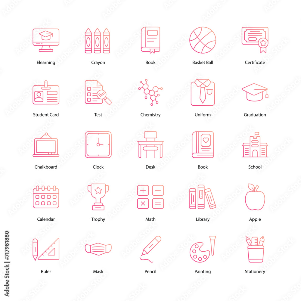 back to school icons set isolate white background vector stock illustration back to school icons set isolate white background vector stock illustration