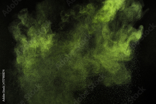 Green color texture. Smoke grunge backdrop. Light sky cloud. 