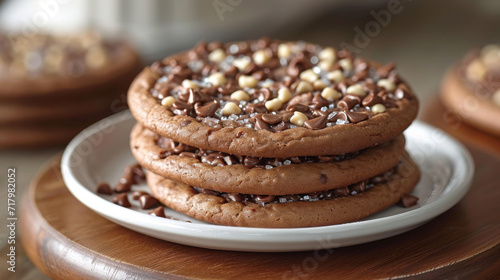 Soft baked choclate cookie well decorated product photo