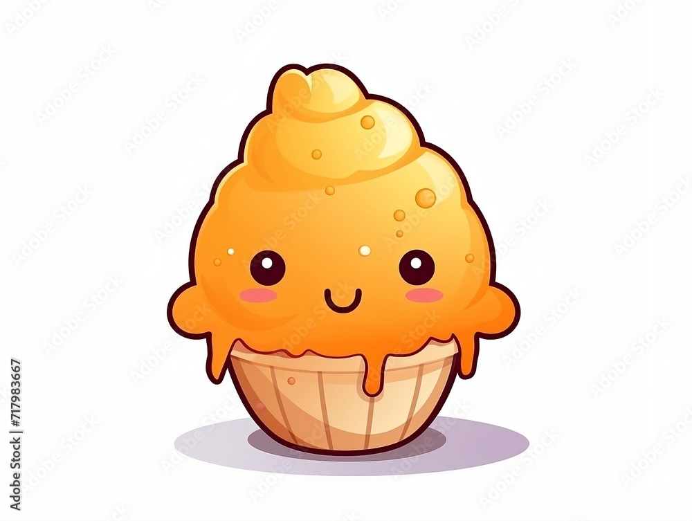 Cute cartoon character orange ice cream with isolated background Cute cartoon character orange ice cream with isolated background