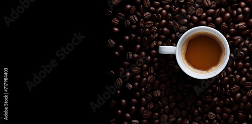 cup of coffee on black background