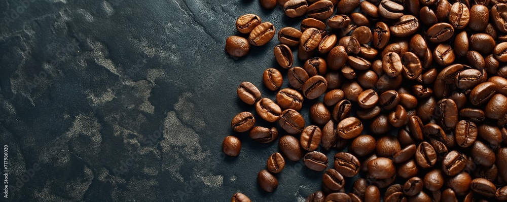 Obraz premium coffee beans, roasted, border, dark, textured, surface, background, beverage, menu, brown, caffeine, coffee, design, frame, texture, rich, gourmet, freshness, backdrop, sace for text, copy space, espr