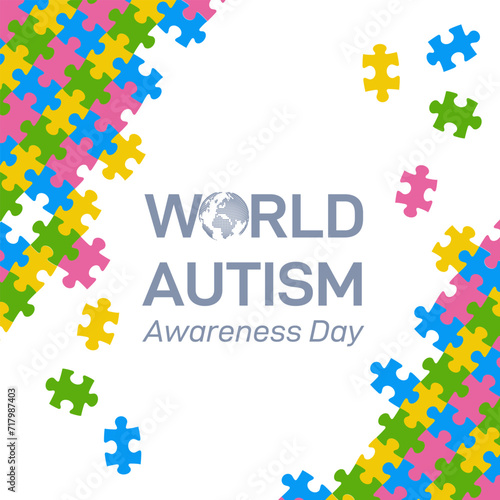 World Autism awareness day background. Design for banners, backgrounds, badge, icon, social media, medical posters, brochures, print and health care awareness campaign for autism. Vector puzzle.