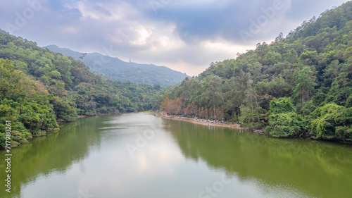 Lau Shui Heung Reservoir pond shoreline Jan 20 2024
