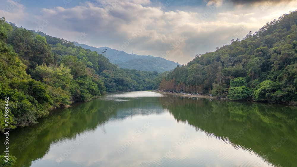 Lau Shui Heung Reservoir pond shoreline Jan 20 2024