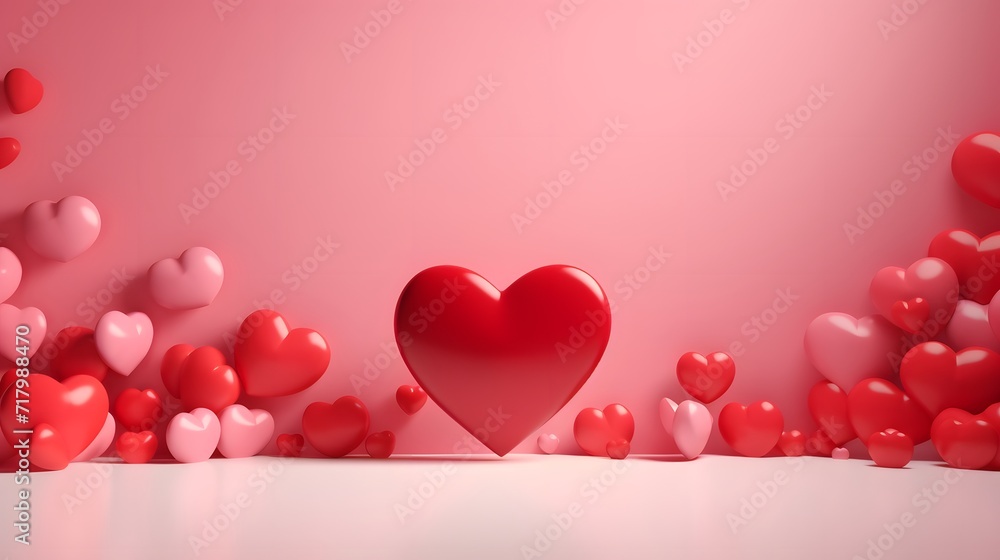 Greeting Card for Valentines Day 3d heart background