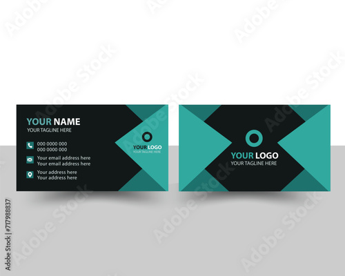 Black and blue color geometric shape coprate business card Layout template design photo