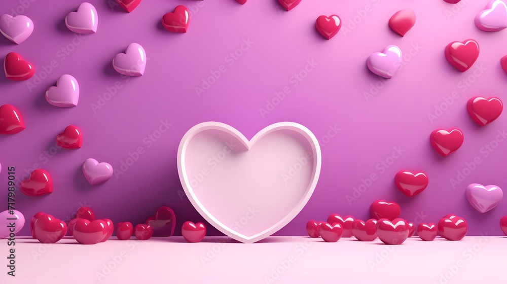 Greeting Card for Valentines Day 3d heart background