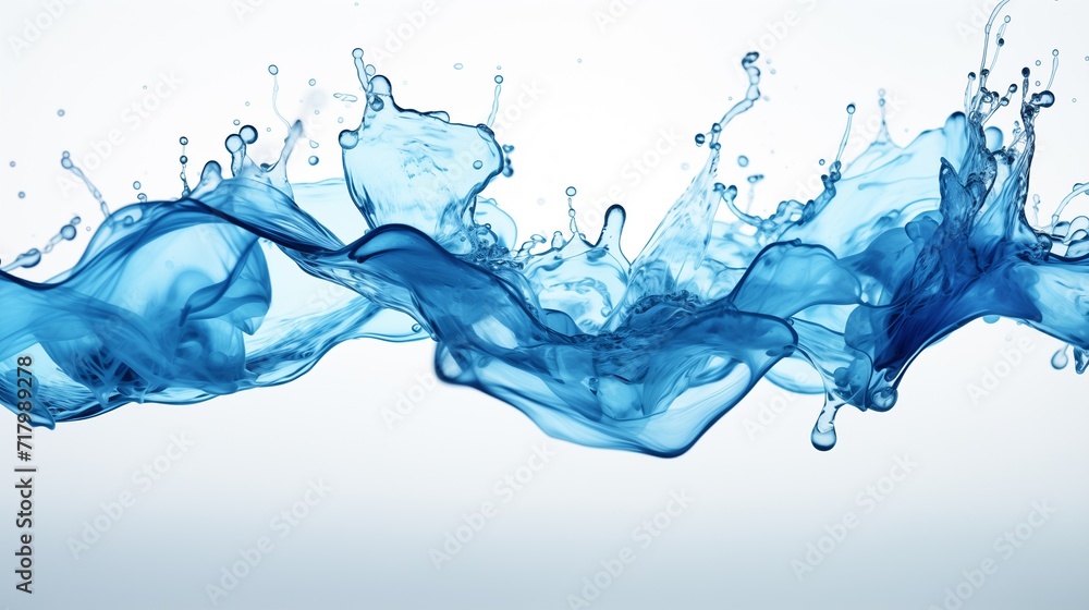 Blue Liquid Splashing Into Water, Captivating Moment of Motion and Color