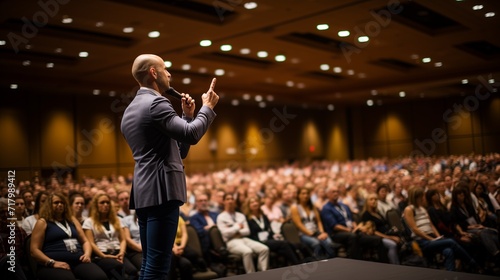 Man Standing in Front of a Crowd of People - Capturing the Power of Public Speaking