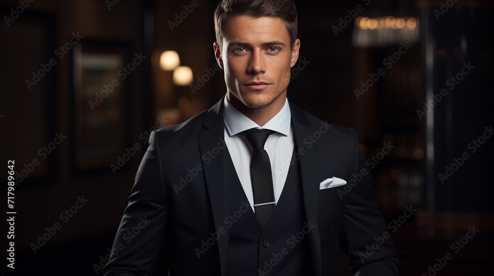 Businessman Wearing Suit and Tie Poses for Picture Businessman Wearing Suit and Tie Poses for Picture