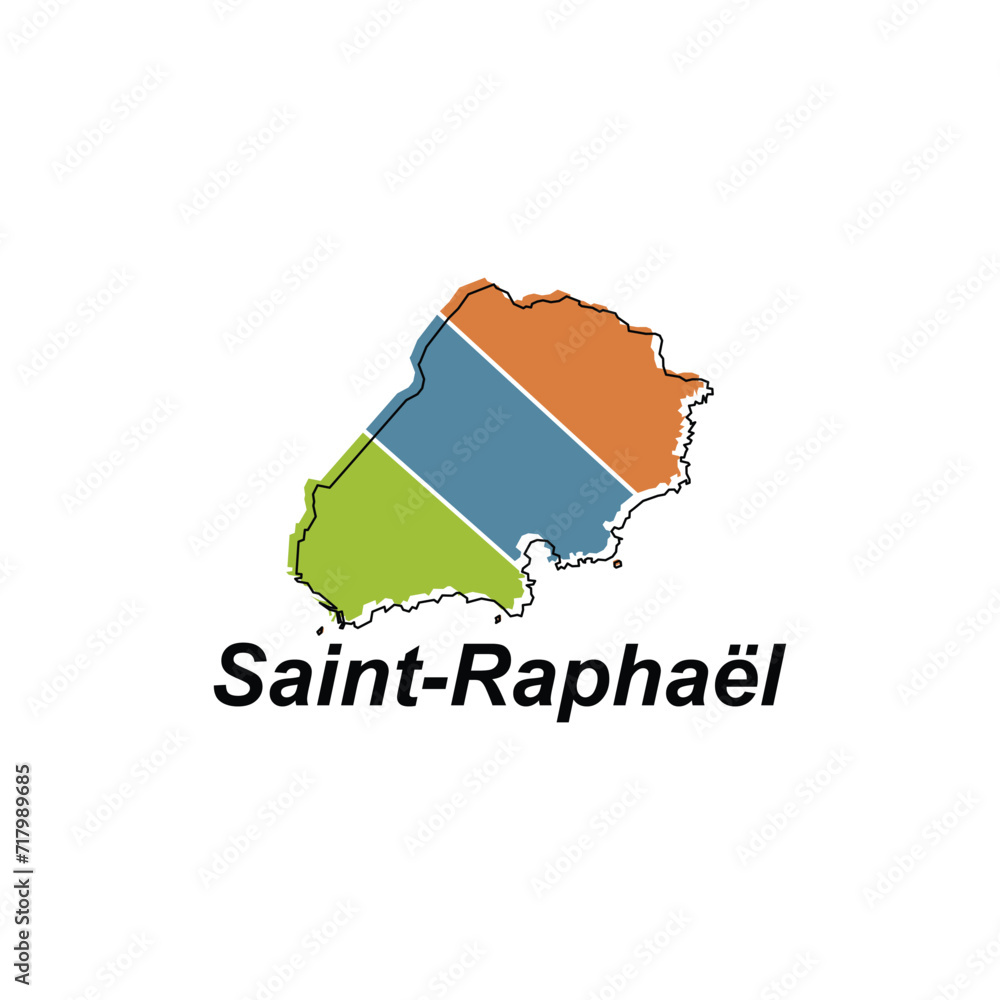 Saint Raphael City of France map vector illustration, vector template with outline graphic sketch style isolated on white background
