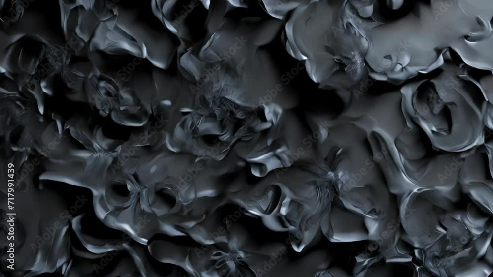 Layered, dark organic forms resembling petal-like structures. Deep shadows and subtle highlights create depth and dimension. Smooth, undulating surfaces with overlapping elements. Layered, dark organic forms resembling petal-like structures. Deep shadows and subtle highlights create depth and dimension. Smooth, undulating surfaces with overlapping elements.