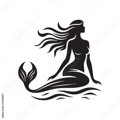 Siren's Serenade: A Symphony of Sea Siren Silhouettes Capturing the Allure of the Deep - Sea Siren Illustration - Sea Siren Vector
