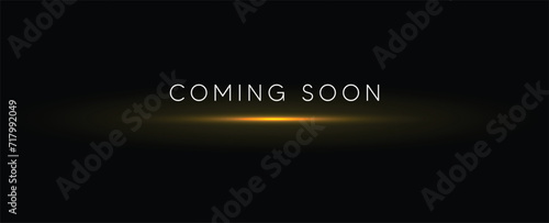 coming soon on dark background with glowing lights vector photo