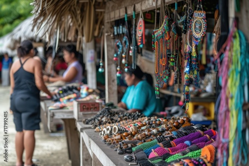 A local Indigenous marketplace selling traditional crafts and modern goods. Souvenir market on street  © Gasi