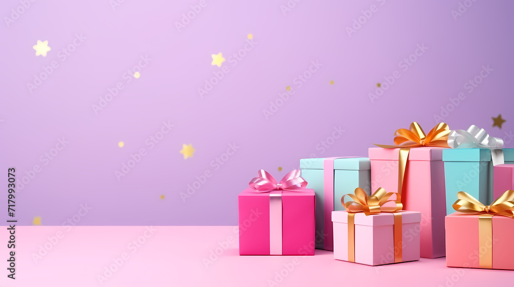 Gift background. Copy space with Christmas gifts, holiday or birthday Gift background. Copy space with Christmas gifts, holiday or birthday