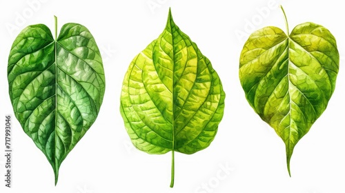 Leaves png, green leaf, autumn leaf on white transparent isolated background, colorful