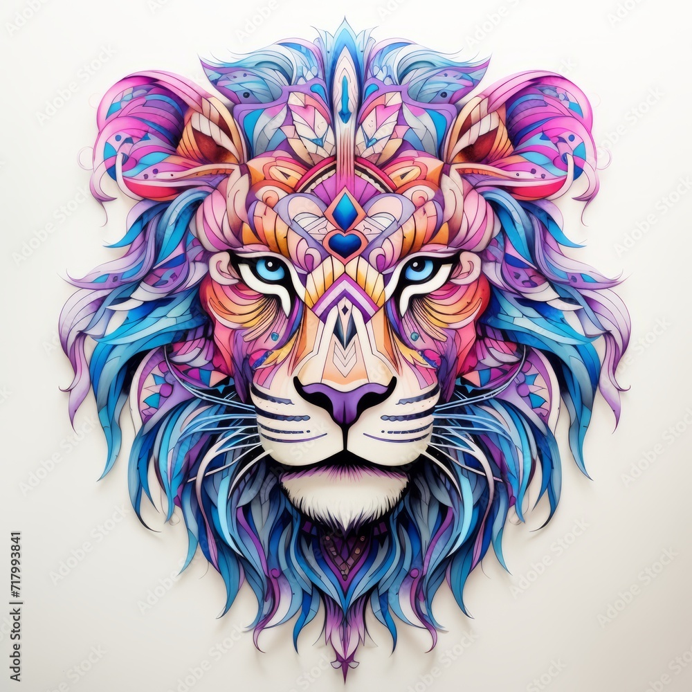 Lion Abstract Colorful Animal God Bright Artistic Fantasy Mystique Digital Generated Illustration