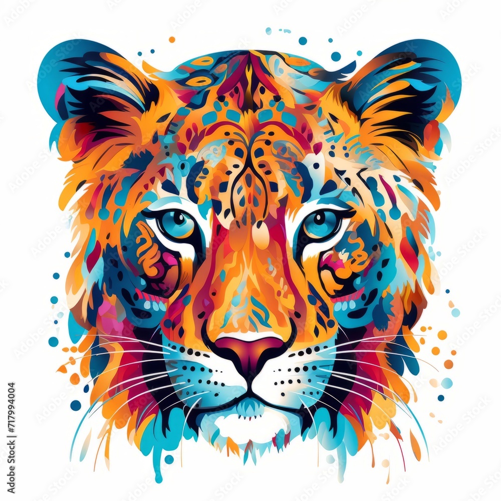 Fototapeta premium Leopard Abstract Colorful Animal God Bright Artistic Fantasy Mystique Digital Generated Illustration