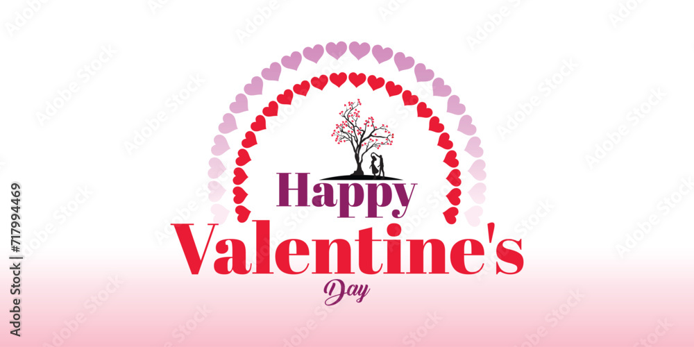 Valentine's Day background with heart pattern and typography of Happy Valentine's Day text. Vector illustration. Wallpapers, flyers, invitations, posters, brochures, banners. Valentine's Day Minimalis