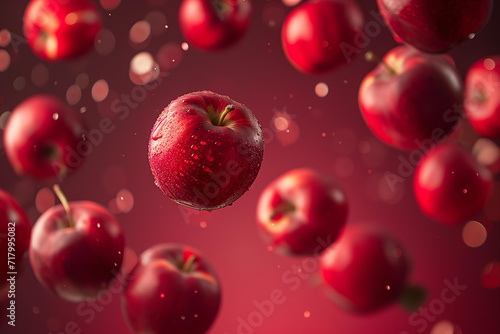 shiny red apples pattern flying pattern, commercial photography