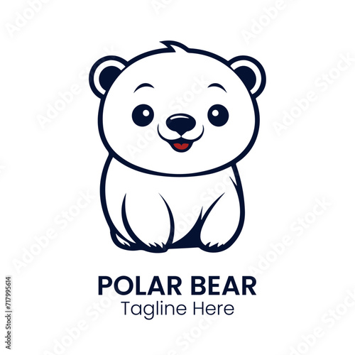 polar bear cartoon mascot logo vector design illustration