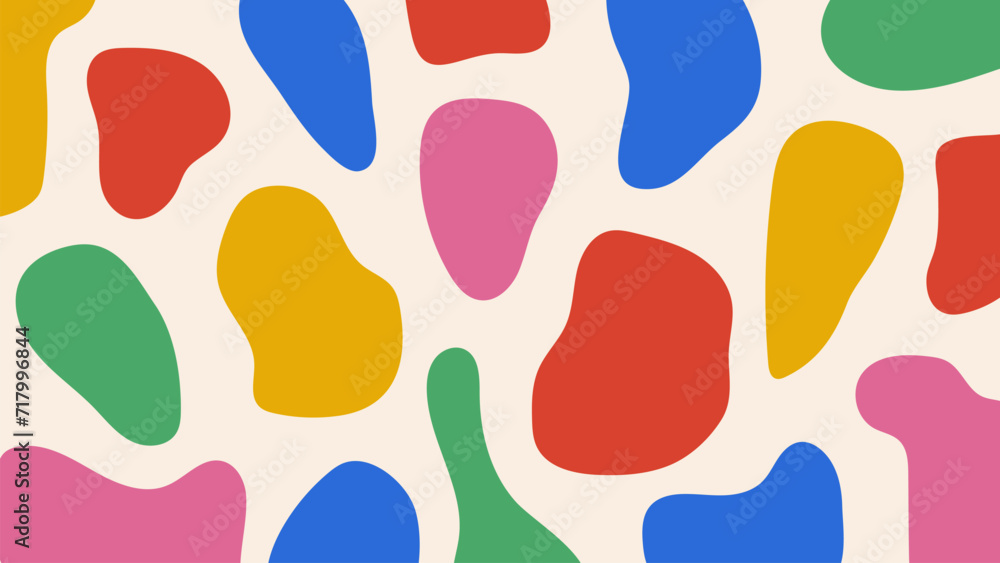 custom made wallpaper toronto digitalFun abstract background with colorful hand drawn organic shapes. Childish doodle pattern with multicolored blobs, splashes. Trendy primitive design