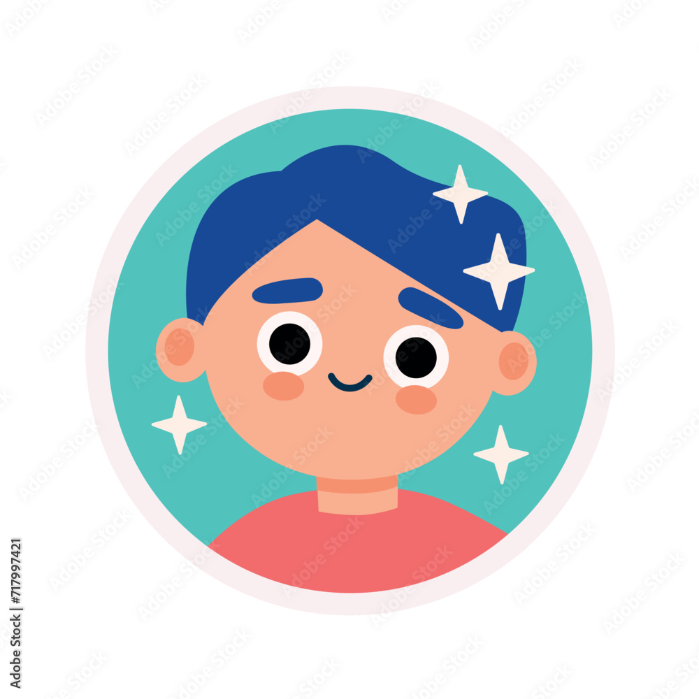 Cute avatar of child in cartoon design. A lovable design feature a child's avatar, inviting viewers to immerse themselves in the delightful and innocent world it represents. Vector illustration.
