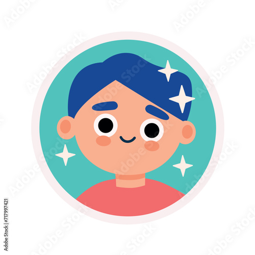 Cute avatar of child in cartoon design. A lovable design feature a child's avatar, inviting viewers to immerse themselves in the delightful and innocent world it represents. Vector illustration.